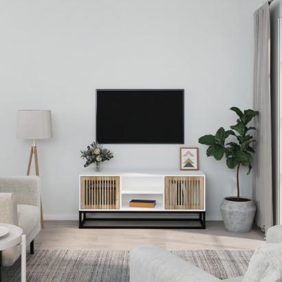 Comodă TV, alb, 105x30x45 cm, lemn prelucrat & fier GartenMobel Dekor