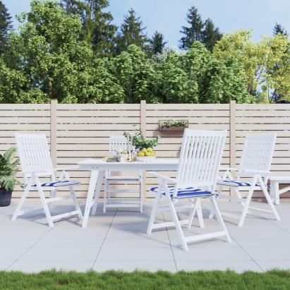 Perne scaun grădină 4 buc dungi albastru&alb, 40x40x3 cm textil GartenMobel Dekor