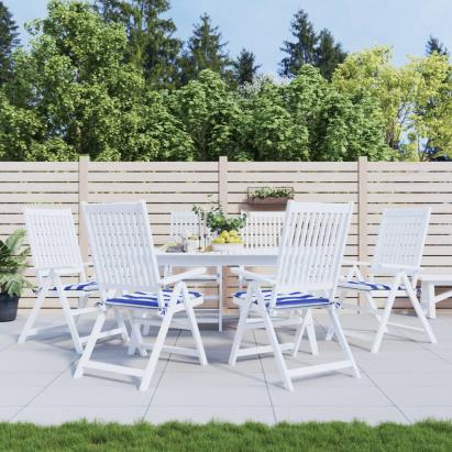 Perne de scaun, 6 buc., dungi albastru&alb, 40x40x3 cm, textil GartenMobel Dekor