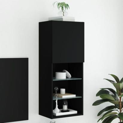Comodă TV cu lumini LED, negru, 40,5x30x102 cm GartenMobel Dekor
