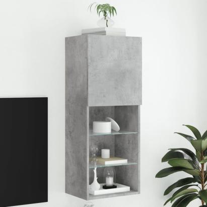 Comodă TV cu lumini LED, gri beton, 40,5x30x102 cm GartenMobel Dekor