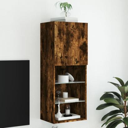 Comodă TV cu lumini LED, stejar fumuriu, 40,5x30x102 cm GartenMobel Dekor