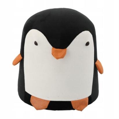 Taburet pentru copii, model pinguin, textil, lemn, negru si alb, max 50 kg, 28x34 cm, Chomik GartenVIP DiyLine