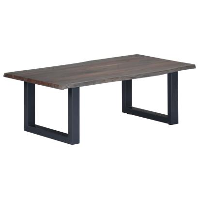 Masă cafea, muchii naturale gri 115x60x40 cm, lemn masiv acacia GartenMobel Dekor