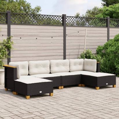 Set mobilier de grădină cu perne, 6 piese, negru, poliratan GartenMobel Dekor