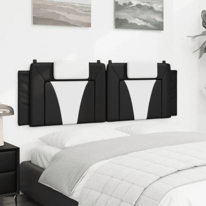 Pernă pentru tăblie pat, negru și alb, 160cm, piele artificială GartenMobel Dekor