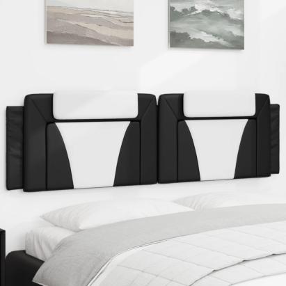 Pernă pentru tăblie pat, negru și alb, 180cm, piele artificială GartenMobel Dekor