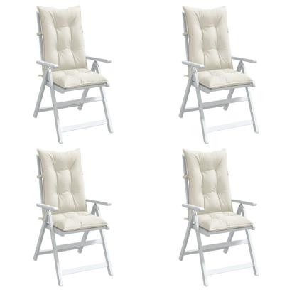 Perne scaun spătar înalt, 4 buc. melanj crem 120x50x7 cm textil GartenMobel Dekor