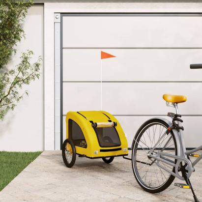 Remorcă de bicicletă animale companie galben textil oxford/fier GartenMobel Dekor