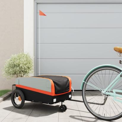 Remorcă pentru biciclete negru/portocaliu, 30 kg, fier GartenMobel Dekor