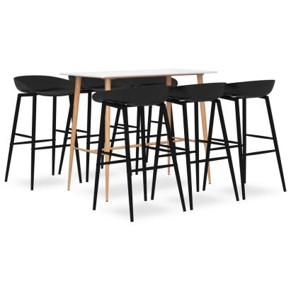 Set mobilier de bar, 7 piese, alb și negru GartenMobel Dekor