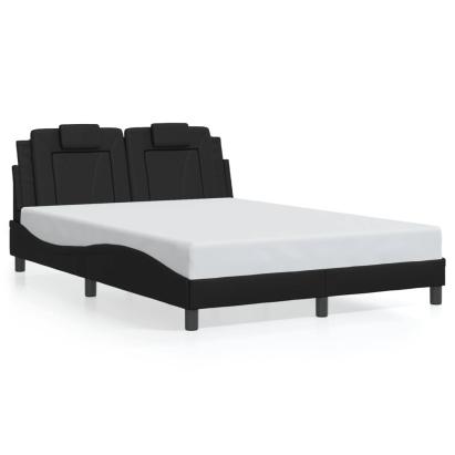 Cadru de pat cu lumini LED, negru, 140x190 cm, piele ecologică GartenMobel Dekor