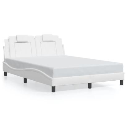 Cadru de pat cu lumini LED, alb, 140x190 cm, piele ecologică GartenMobel Dekor