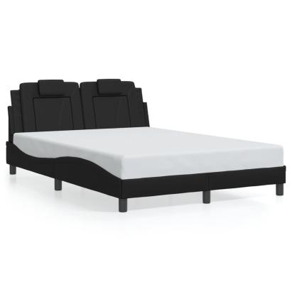 Cadru de pat cu lumini LED, negru, 140x200 cm, piele ecologică GartenMobel Dekor