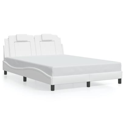 Cadru de pat cu lumini LED, alb, 140x200 cm, piele ecologică GartenMobel Dekor