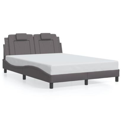 Cadru de pat cu lumini LED, gri, 140x200 cm, piele ecologică GartenMobel Dekor