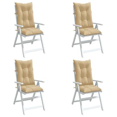 Perne scaun cu spătar înalt 4 buc. melanj bej 120x50x7cm textil GartenMobel Dekor