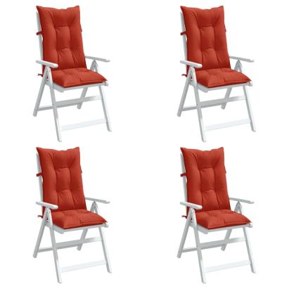 Perne scaun spătar înalt, 4 buc. melanj roșu 120x50x7 cm textil GartenMobel Dekor