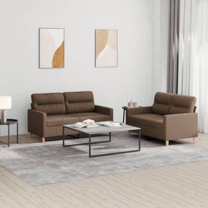 Set de canapele cu perne, 2 piese, maro, textil GartenMobel Dekor