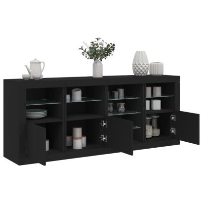 Servantă cu lumini LED, negru, 164x37x67 cm GartenMobel Dekor