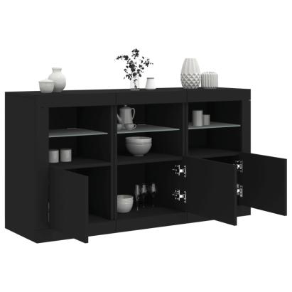 Servantă cu lumini LED, negru, 123x37x67 cm GartenMobel Dekor