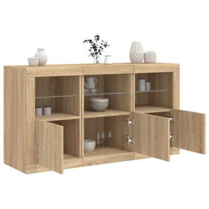Servantă cu lumini LED, stejar sonoma, 123x37x67 cm GartenMobel Dekor