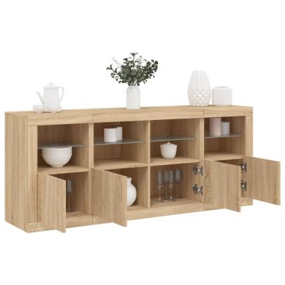 Servantă cu lumini LED, stejar sonoma, 163x37x67 cm GartenMobel Dekor