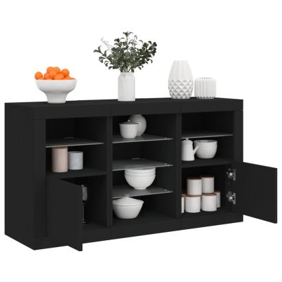 Servantă cu lumini LED, negru, 123x37x67 cm GartenMobel Dekor