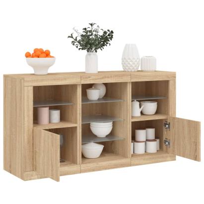 Servantă cu lumini LED, stejar sonoma, 123x37x67 cm GartenMobel Dekor