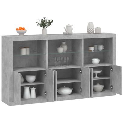 Servantă cu lumini LED, gri beton, 181,5x37x100 cm GartenMobel Dekor