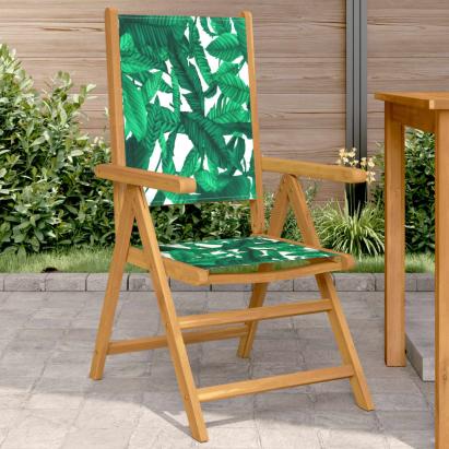 Scaune grădină 2 buc., model frunze, lemn masiv acacia textil GartenMobel Dekor