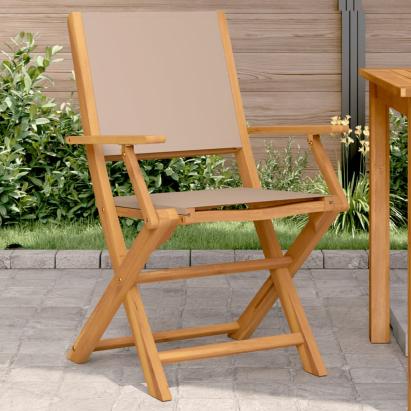 Scaune de grădină 2 buc., taupe, lemn masiv acacia și textil GartenMobel Dekor