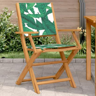 Scaune grădină 2 buc., model frunze, lemn masiv acacia textil GartenMobel Dekor