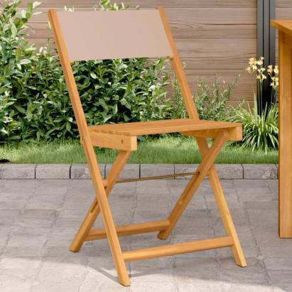 Scaune bistro 2 buc., taupe, lemn masiv acacia și textil GartenMobel Dekor