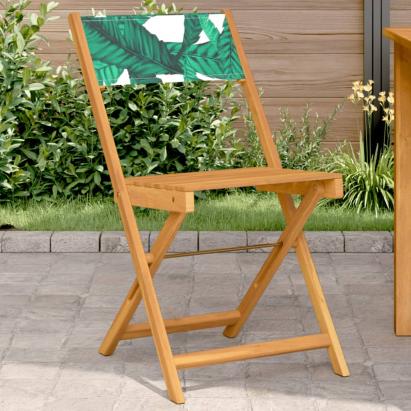 Scaune bistro 2 buc., model frunze, lemn masiv acacia textil GartenMobel Dekor
