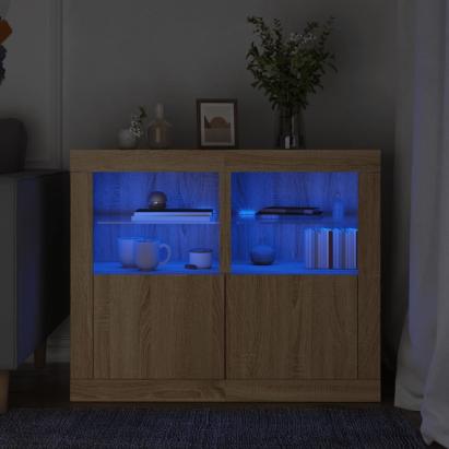 Dulapuri laterale cu lumini LED 2 buc. stejar sonoma GartenMobel Dekor