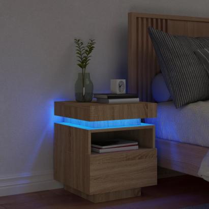 Noptieră cu lumini LED, stejar sonoma, 40x39x48,5 cm GartenMobel Dekor