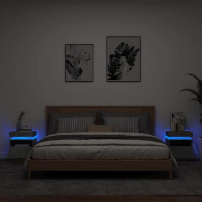 Noptiere cu lumini LED, 2 buc., gri beton, 40x39x48,5 cm GartenMobel Dekor
