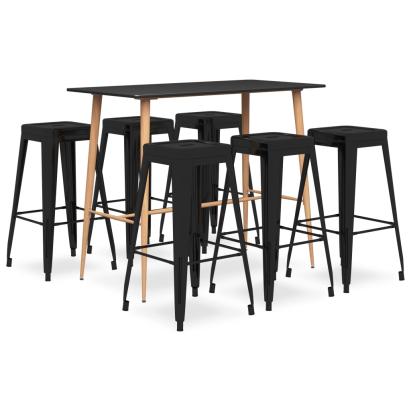 Set mobilier de bar, 7 piese, negru GartenMobel Dekor