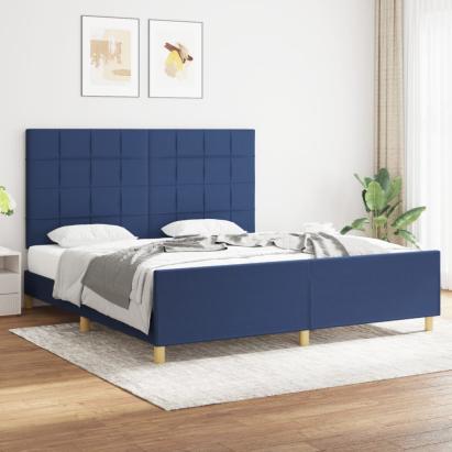 Cadru de pat cu tăblie, albastru, 180x200 cm, textil GartenMobel Dekor