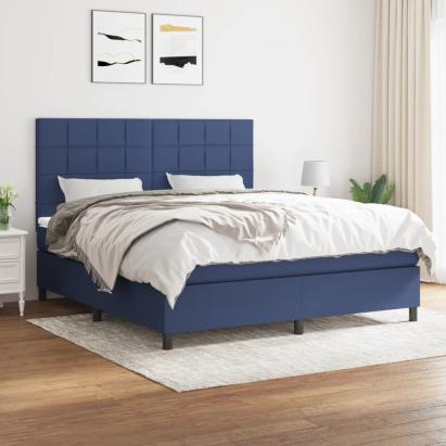 Pat box spring cu saltea, albastru, 180x200 cm, material textil GartenMobel Dekor