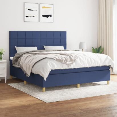 Pat box spring cu saltea, albastru, 180x200 cm, material textil GartenMobel Dekor