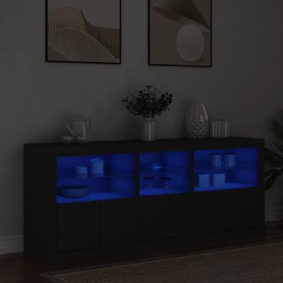 Dulap cu lumini LED, negru, 162x37x67 cm GartenMobel Dekor
