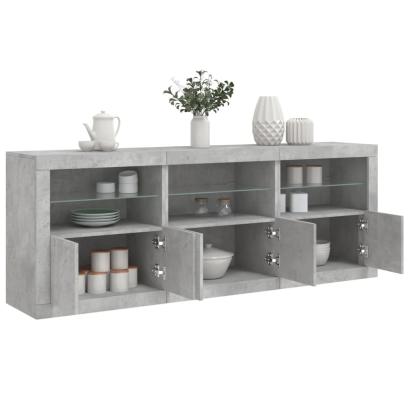Dulap cu lumini LED, gri beton, 181,5x37x67 cm GartenMobel Dekor