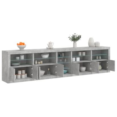 Dulap cu lumini LED, gri beton, 283x37x67 cm GartenMobel Dekor