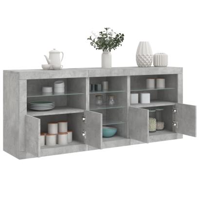 Servantă cu lumini LED, gri beton, 181,5x37x67 cm GartenMobel Dekor