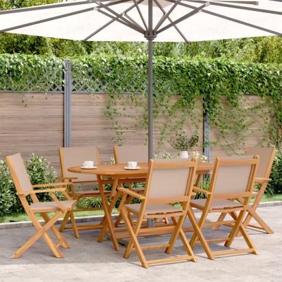 Set mobilier de grădină 7 piese textil taupe/lemn masiv GartenMobel Dekor