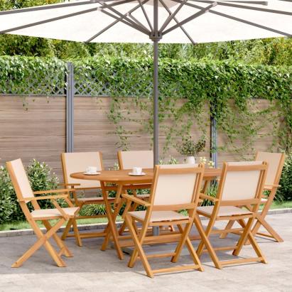 Set mobilier de grădină 7 piese textil bej/lemn masiv GartenMobel Dekor