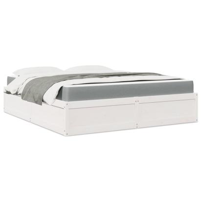 Pat cu saltea, alb, 180x200 cm, lemn masiv pin GartenMobel Dekor