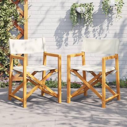 Scaune de grădină pliante, 2 buc., alb crem, material textil GartenMobel Dekor